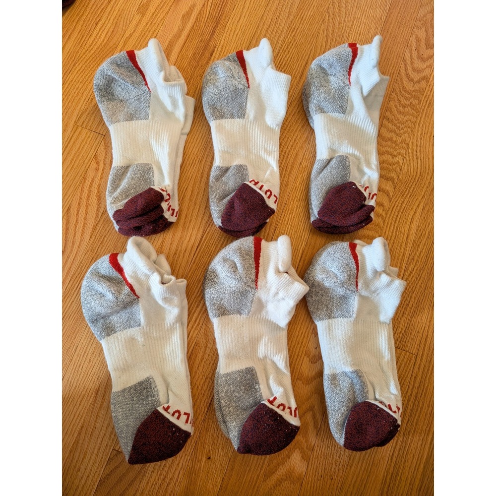 Duluth Trading Co Womens Size Large White Gray Burgundy Ankle Socks 6 Pairs